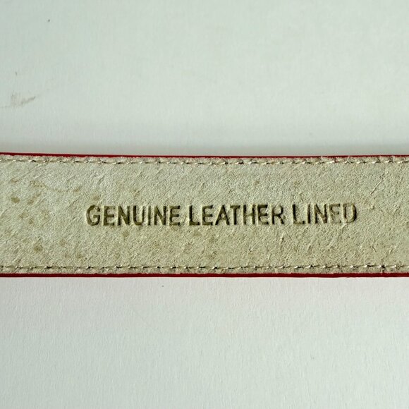 Chicos Red Snakeskin Embossed Belt Size M/L Y2K Silver Tone Fisherman Hook Loop - Picture 6 of 14